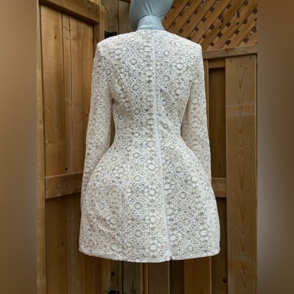 🆕 BRONX & BANCO 🧿 NWOT Courtney Long Sleeve White Lace Mini Dress, Sz L US 8 - Picture 6 of 15